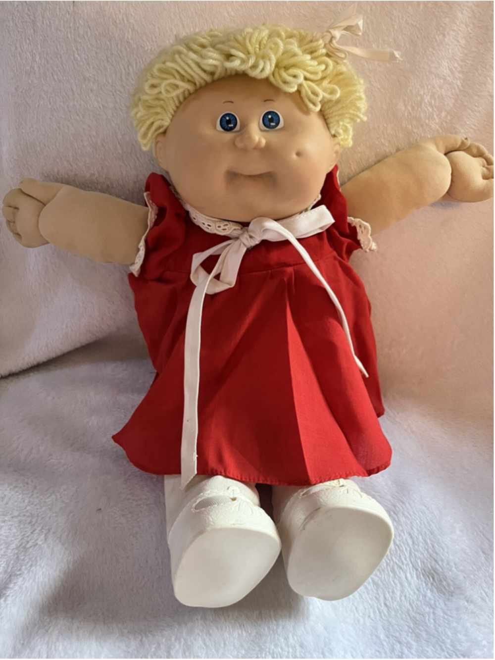 VINTAGE CABBAGE PATCH DOLL ANDRIA CATHY HARD HEAD 16" TALL W/BOW IN HER HAIR